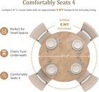 leovanni Round Dining Table Set for 4, Kitchen Table with 4 Upholstered Chairs, 5-Piece Wood Dining Table and Chairs Set for Kitchen, Patent Pending