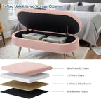 IAFIKE Oval Storage Bench 43.5" Ottoman Bench Upholstered Boucle Fabric Footrest Bench with Golden Metal Legs End of Bed for Bedroom, Living Room, Entryway,Bed Side (Pink)