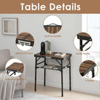 Folding TV Dinner Tray Table, Adjustable Height Sofa Snack Table | Portable Table with Storage Net, Lightweight Aluminum Couch End Table for Living Room, Bedroom, Camping, Patio, Rustic Brown