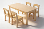 Toddler Table and Chair Set, Anti-Slip Legs & Rounded Corners, Sturdy Wooden Kids Table and Chairs for Eating, Learning and Playtime【44.3inch L*21.65 inch W】(1 Table and 4 Chairs)