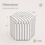 Wimarsbon 18inch Storage Ottoman with Detachable Tray, Multifunctional Mid Century Large Capacity Oversized Striped Boho Unique Linen Ottomans (Hexagon)