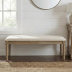 chairus Farmhouse Dining Bench 46" Wooden Entryway Bench with Padded Seat and Nailhead Trim for Kitchen Bedroom,Indoor and Hallway, Beige Linen