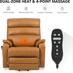 DYNOX 400 LBS Genuine Leather Big Tall Man Large-Wide Power Dual Motor Lift Recliners Chairs for Elderly, Lay Flat with Heat, Massage & Extended Footrest(9298L,Camel)