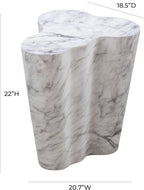 First of a Kind Tall Side Table in White Marble Concrete