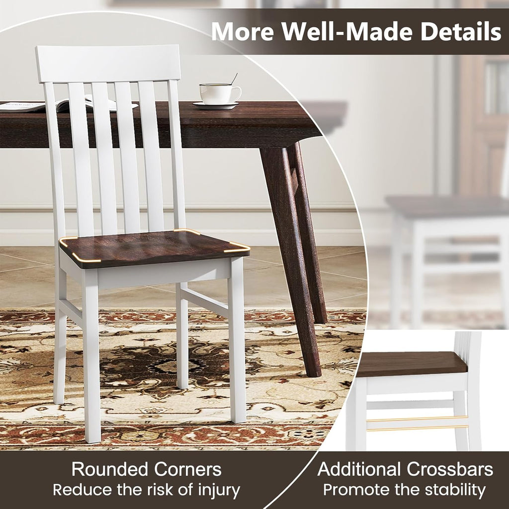Giantex Wooden Dining Chairs Set of 2, Farmhouse Kitchen Chair with Hollowed Backrests & Rubber Wood Seats, Rustic Wood Side Chairs for Home Living Room Restaurant