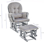 Glider and Ottoman Gray Wood and Light Gray Fabric