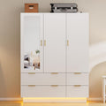 PAKASEPT Armoire Wardrobe Closet with 3 Door, Mirror, LED Lights | Hanging Rod, Drawers, Bedroom Armoires - Large Capacity Storage Wardrobe Armoire for Bedroom