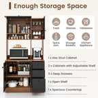 PETSITE Kitchen Buffet Hutch Storage Cabinet, 71" Freestanding Pantry with 3 Cabinets & Drawers, Adjustable Shelves, Microwave Cupboard for Living Room, Dining Room