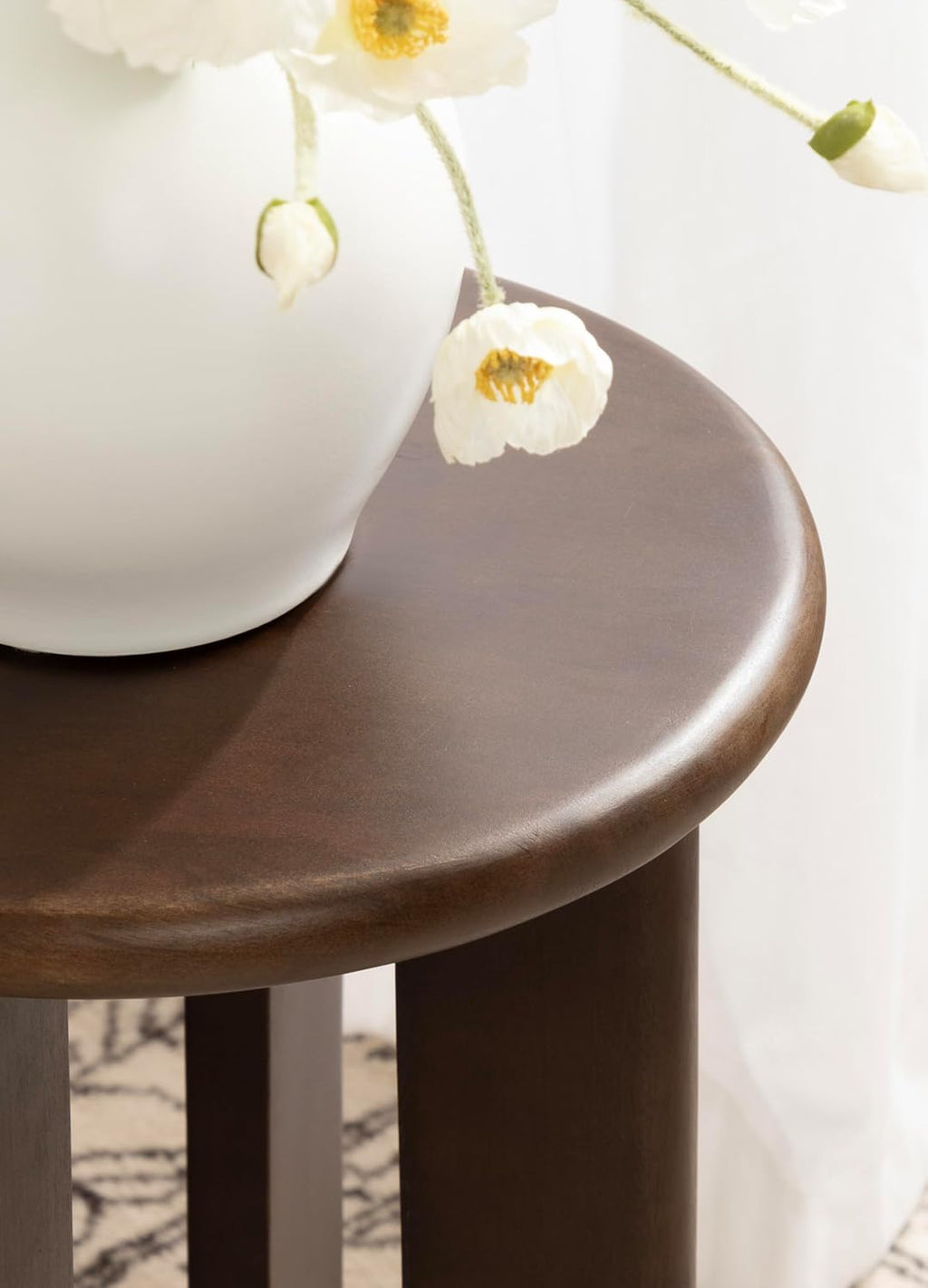 Kate and Laurel Seebeck Modern Wooden Round Side Table; 14 x 14 x 20; Dark Brown; Transitional Wood End Table for Use as Bedroom Nightstand or Living Room Accent Table