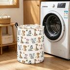 Round Jungle Wildlife Laundry Hamper, Cotton Canvas Storage Bin | Waterproof stain-resistant cotton canvas, reinforced hand grips, jungle wildlife print for bedroom, bath and dorm belongings