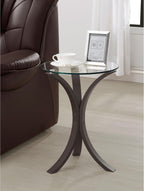 Round Glass Top Accent Side Table – Modern Minimalist Design with Sturdy Wooden Frame, Durable Tempered Glass Surface, and Smooth Continuous Shape for Living Room, Bedroom, or Office
