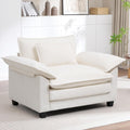 Modern Oversized Accent Chair,44" Chenille Upholstered Armchair with Deep Seat,Comfy Accent Chair Reading Chairs Cloud Sofa Chair for Living Room Bedroom Apartment White