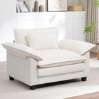 Modern Oversized Accent Chair,44" Chenille Upholstered Armchair with Deep Seat,Comfy Accent Chair Reading Chairs Cloud Sofa Chair for Living Room Bedroom Apartment White