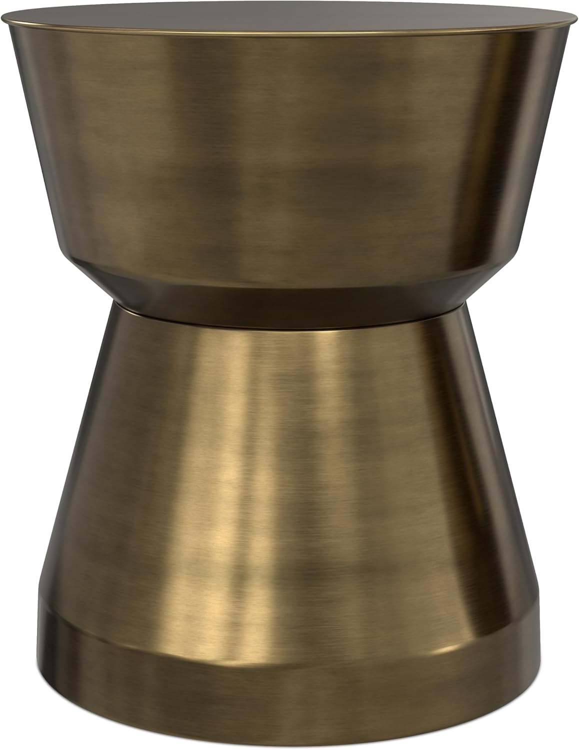 SIMPLIHOME Allegra Metal Table - 16 inch Wide Solid Iron Round Side Table in Antique Brass, Modern Accent End Table for Living Room, Bedroom or Office with Hourglass Silhouette, Assembled