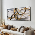 Kureful Gold and Black Abstract Wall Art Modern Artwork Canvas Pictures for Wall Decor Line Wall Prints for Office Hotel 24"x 48" Ready to Hang