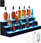 60" 3-Tier LED Lighted Liquor Bottle Shelf,Backlit Bar Display with Remote & App Control, 16 Color Options, 4 Modes & 1-8 Hour Timer, Modern Shelving Unit for Home Bars, Restaurants & Nightclubs, Plug