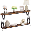 MAHANCRIS Console Table for Entryway, 63" Industrial Entryway Table, 2-Tier Extra Long Sofa Table Behind Couch, X-Shaped Support, for Entryway, Hallway, Living Room, Rustic Brown CTHR4801Z