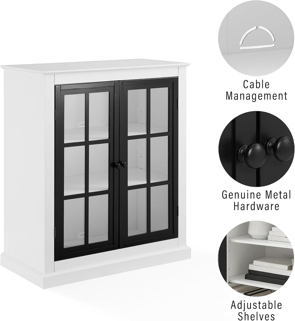 Crosley Furniture Cecily Stackable Pantry Storage Cabinet with Shelves, Kitchen, Dining, or Laundry Room, White/Matte Black