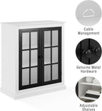 Crosley Furniture Cecily Stackable Pantry Storage Cabinet with Shelves, Kitchen, Dining, or Laundry Room, White/Matte Black
