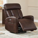 CHITA Genuine Leather Power Recliner Chair, Swivel Rocker, Cognac Brown | Electric Triple Motor Rocker Recliner for Living Room with Adjustable Headrest / Lumbar Support, USB & Type-C Charging Ports
