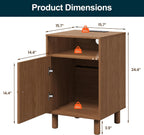 RoyalCraft Walnut Nightstand Set of 2, Night Stand with Charging Station | Mid-Century Modern End Table for Living Room, Side Table with Solid Wood Legs, Bedside Table for Bedroom, Entryway
