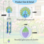 MUMTOP Wind Chimes for Outside-Glass Peacock Wind Chime - Deep Tone Windchimes Outdoors Unique for Patio,Garden,Yard,Home,Tree Decor