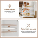 Brinlawb Buffet Cabinet with Storage & Charging Station, 53" Farmhouse Coffee Cabinet with Compartment Drawer, Sideboard Cabinets with Door and Adjustable Shelves for Kitchen, White