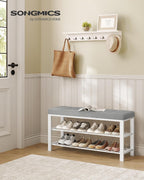SONGMICS Shoe Bench, Storage Bench, Entryway Bench with Cushion | Shoe Shelf with Seat, Space-Saving, Modern Style, 39.4"W, Dove Gray and Cloud White ULBS579W01