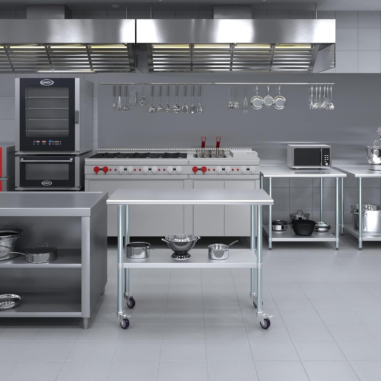 Stainless Steel Table + Add Casters | Choose from 43 Sizes | NSF Metal Work Table for Kitchen Prep Utility | Commercial and Residential Applications.