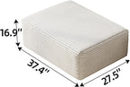 37.4" Plush Corduroy Ottoman, Upholstered Cloud Ottoman for Couch in a Box, Modular Sectional Couches for Living Room, Compressed Memory Foam, No Assembly Require, White