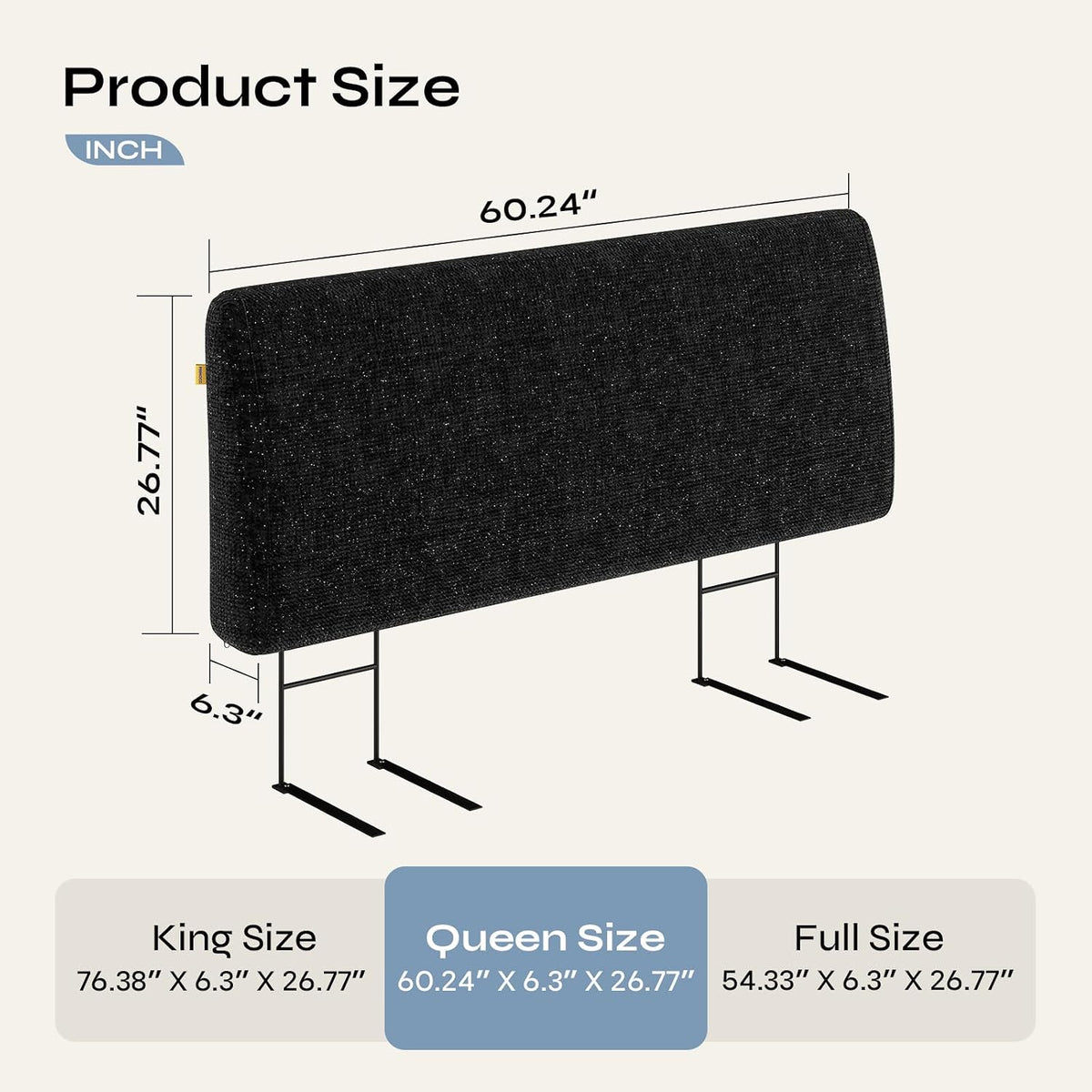 Pinmoco 4.7" Upholstered Headboard for Queen Size Bed, Height Adjustable and Ergonomic Headboard, Easy Assemble, Sturdy and Durable, Starry Night Black