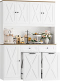 HOSTACK 71" Kitchen Pantry with 12.5 Gallon Double Trash Can Cabinet, White | Farmhouse Garbage Can Cabinet with Pull Out Trash Can Storage, 47"W Kitchen Hutch with Hidden Garbage Storage for Dining Room