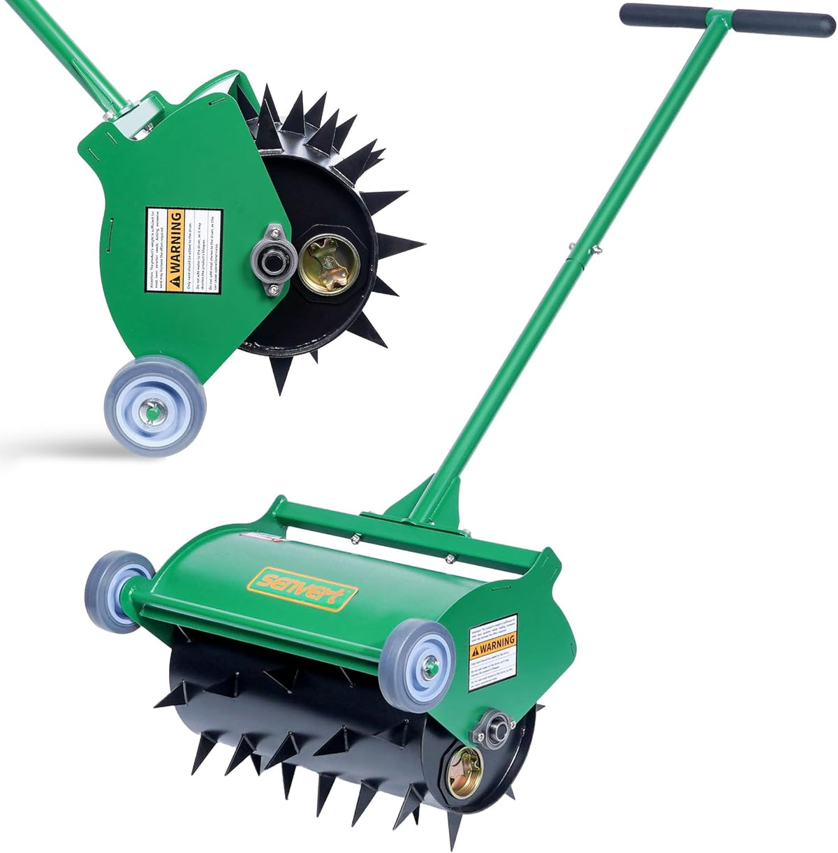 Manual Rolling Lawn Aerator, 32–55 lb Heavy-Duty Spike Roller for Garden & Yard