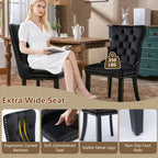 Dining Table Set for 8, 79'' Large Modern Rectangular Dining Room Table with 8 Velvet Chairs, Black Wood Finish, Reinforced Pedestal Base & Thick Tabletop, Stable Design for Home Dining