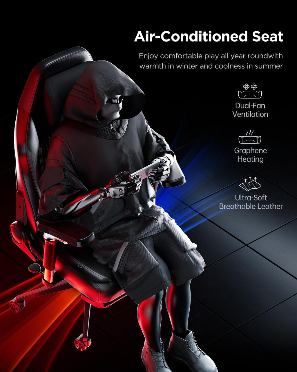 AutoFull M6 Gaming Chair, Ergonomic Office Chair with Ventilated Heating, AUTO Dynamic Tracking Lumbar Support, 6D Adjustable Armrests and Footrest