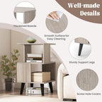 GOFLAME 3-Tier End Table Set of 2, Wood Sofa Side Table with Open Storage Shelves, Plastic Legs, Geometric Bedside Table, Modern Nightstand for Living Room, Bedroom, Small Spaces, Gray