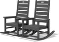 SERWALL Outdoor Rocking Chair Set of 2, Oversized Rocking Chair with Footboard for Adults, HDPE All Weather Resistant Rocking Chairs for Patio, 350lbs Weight Capacity, Gray