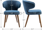 HNY Mid Century Modern Dining Chairs Set of 4, Upholstered Curved Wingback Accent Arm Chairs, Linen Side Chairs with Solid Wood Legs, Navy Blue