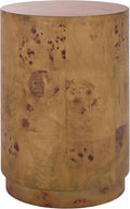SAFAVIEH Home Collection - Siya Natural Brown Accent Table, Round Drum Side Table, Burl Wood Look, Fully Assembled (ACC6611A)