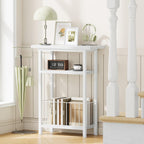 Heybly Small Narrow Side Table for Small Space, Thin Bedside Table with Storage Basket, Skinny End Table, 25.2" Tall Nightstand, Couch Table for Living Room, Bedroom, Study, Kitchen, White, HET004WT1