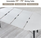 Extendable Round Dining Table for 4 6, Solid Wood for Dining Room Kitchen Office, 43"- 74" Modern Oval Kitchen Table, Removable Leaves Space Saving Expandable Dinner Table White