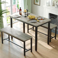 Tatub Dining Table Set for 4, 3-Piece Kitchen Table with 2 Benches, Space-Saving Dining Room Set for Breakfast Nook and Small Spaces, Grey | Kitchen Table and Chair Set，Dining Table with Chair, Space-Saving Dining Room Set for Breakfast Nook, Apartment