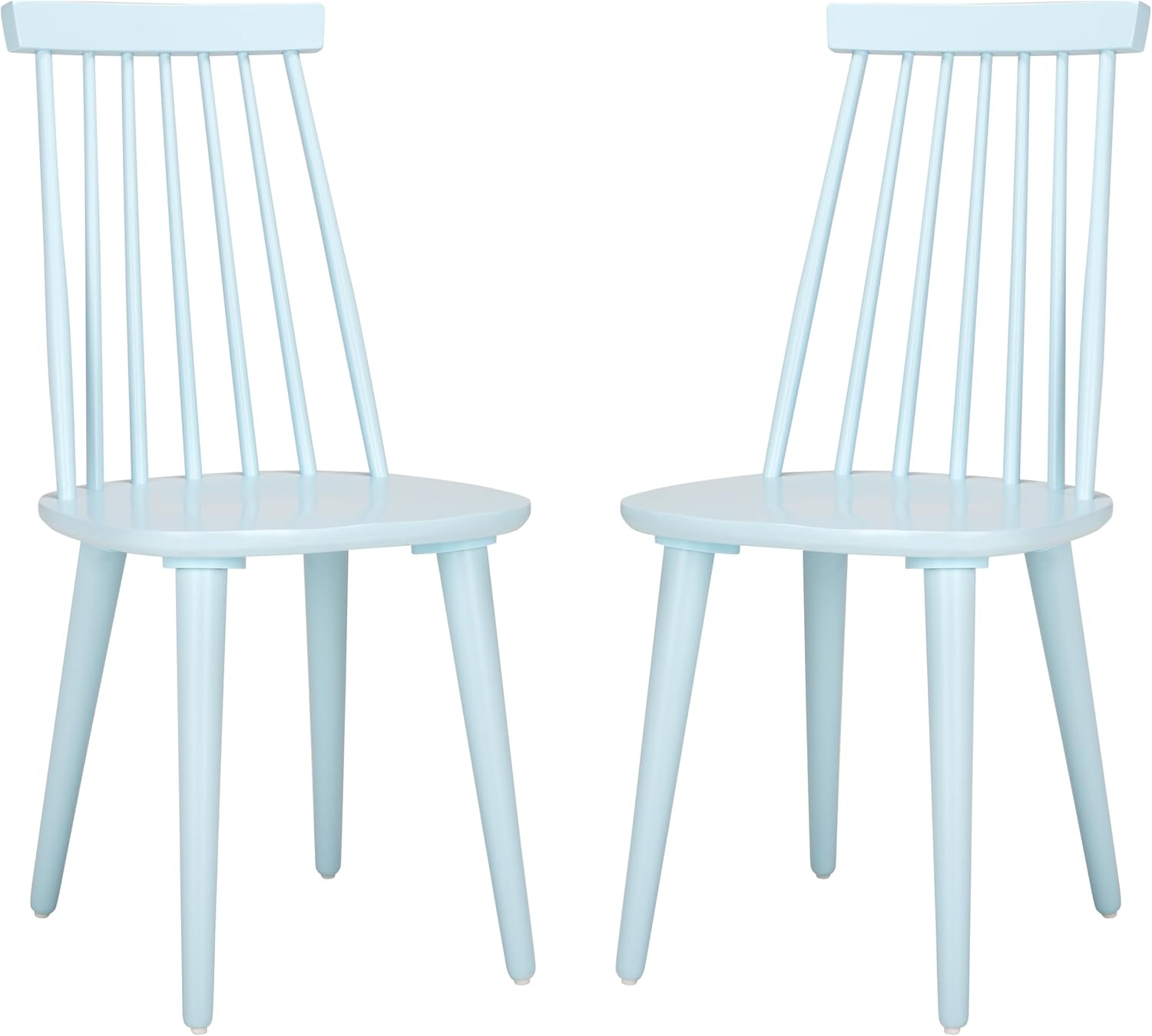 SAFAVIEH Furniture - Burris Side Chair Set of 2 - Pale Blue - Solid Wood - Modern Clean-Line Design - Ideal for Dining Room, Kitchen, Living Room, 17.7" Seat Height (AMH8511G-SET2)