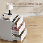 Nightstands Set of 2 with Charging Station and Hidden Drawer, 26"H, White | Bedside Table with 4 Drawers, Modern Night Stand for Bedroom, Side Table with Storage 18.9" W x 15.7" D x 26" H