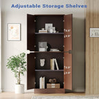 Housoul 71" Tall Kitchen Pantry Cabinet with 4 Doors, Walnut | Pantry Storage Cabinet with Adjustable Shelves, Freestanding Kitchen Pantry Cabinet, Cupboard Larder Cabinet for Dining Room
