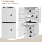 Vongrasig Kitchen Pantry Storage Cabinet with Barn Doors, Drawer and Adjustable Shelves, 6-Tier Tall Rustic Wood Cupboard Locker for Kitchen, Dining Room, Living Room, Bathroom, (White)