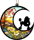 Personalized Dog Memorial, Custom Name Poodle Dog Christmas Ornament with Name, Custom Breeds, Pet Loss Light Catcher, Gifts for Lovers Loss of Pet Sympathy on Mothers Day Christmas