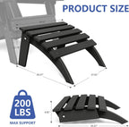 FOOWIN Folding Adirondack Ottoman Set of 4, HDPE All Weather Adirondack Footrests, Ottoman for Adirondack Chair,Patio Footstool for Outside Easy Storage,for Patio, Backyard, Porch, Garden, Black