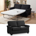 Pull Out Sofa Bed with Mattress, 57" Convertible Sofa Bed Loveseat, Twin Sleeper Sofa Couch with Pocketed Coil Seating, Upholstered Fabric Sofa Bed for Small Spaces,Black