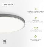 ASD LED 12" Round Flush Mount Ceiling Light Fixture, Low Profile Surface Lighting | 5CCT, Dimmable, Ultra-Thin, ETL Listed | 24W 1900LM 2700-6000K 120V | Kitchen, Hallway Lamp | Nickel, 4 Pack